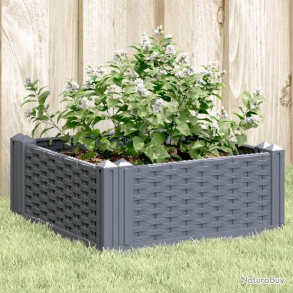 Jardinire avec piquets gris 42,5x42,5x28,5 cm PP