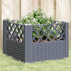 Jardinière avec piquets gris 43,5x43,5x43,5 cm PP