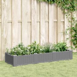 Jardinière avec piquets gris clair 125x40x28,5 cm PP