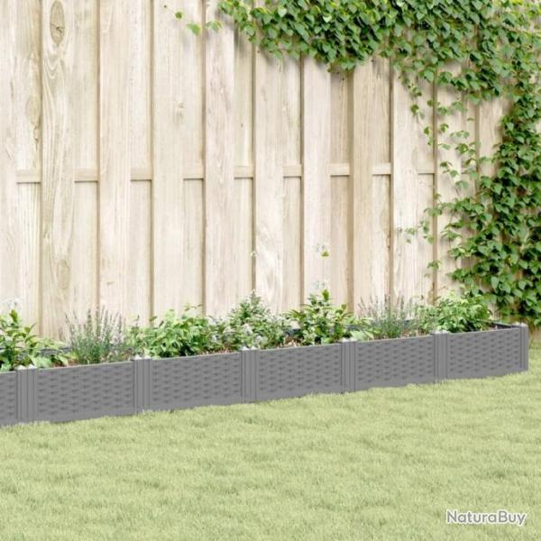 Jardinire avec piquets gris clair 362,5x42,5x28,5 cm PP