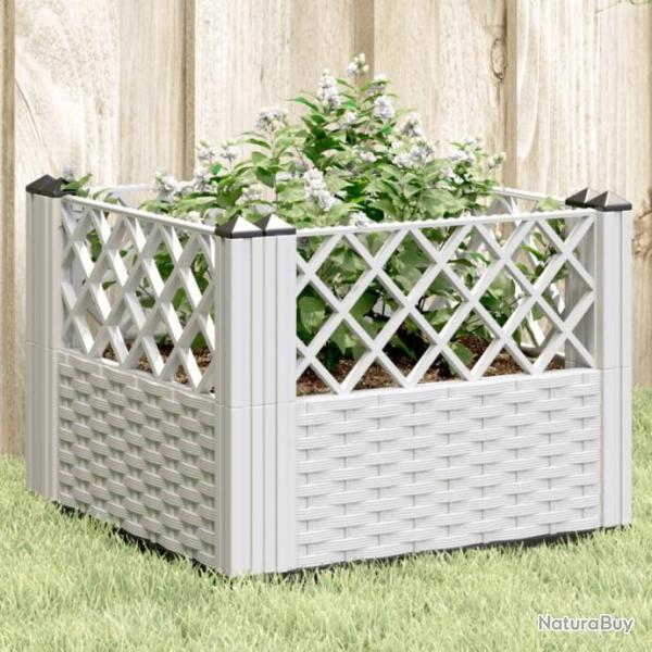 Jardinire avec piquets blanc 43,5x43,5x43,5 cm PP