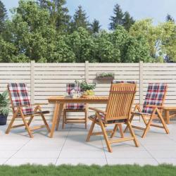 Chaises de jardin inclinables 4pcs et coussins bois massif teck