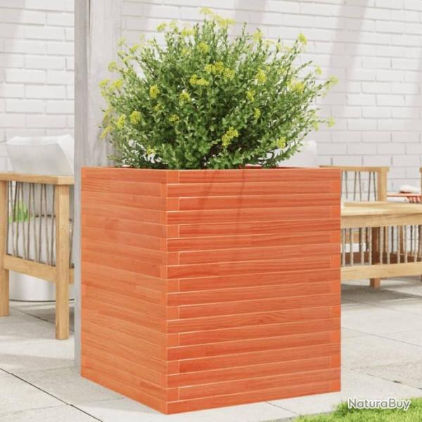 Jardinire cire marron 60x60x68,5 cm bois de pin massif