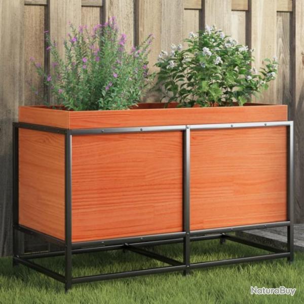 Jardinire cire marron 80x40x50 cm bois de pin massif