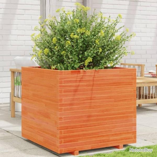 Jardinire cire marron 80x80x72 cm bois de pin massif