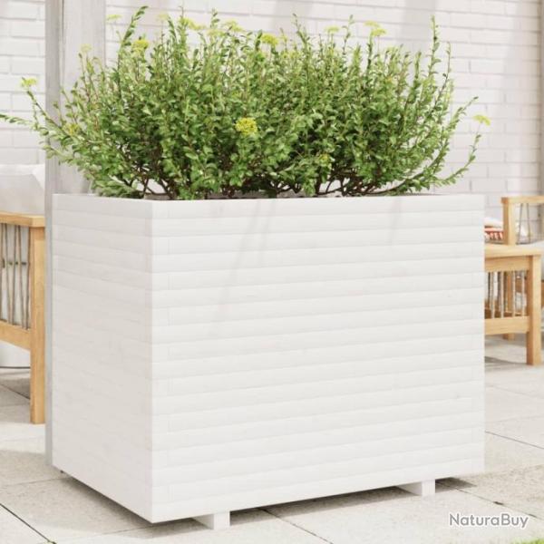 Jardinire blanc 90x60x72,5 cm bois de pin massif