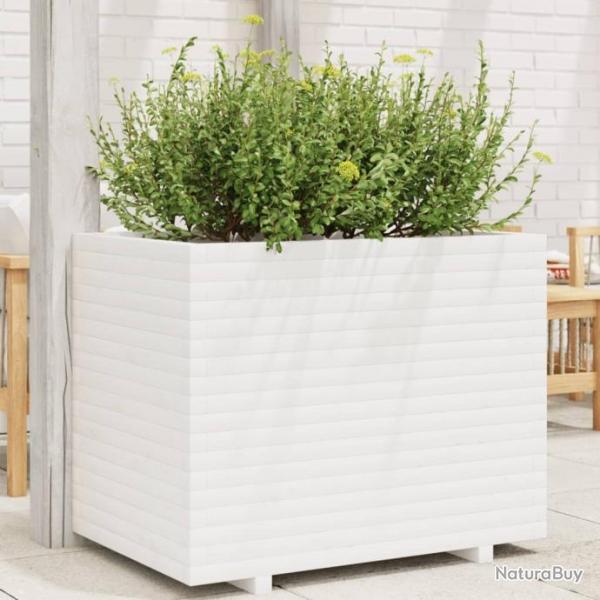 Jardinire blanc 90x60x72 cm bois de pin massif