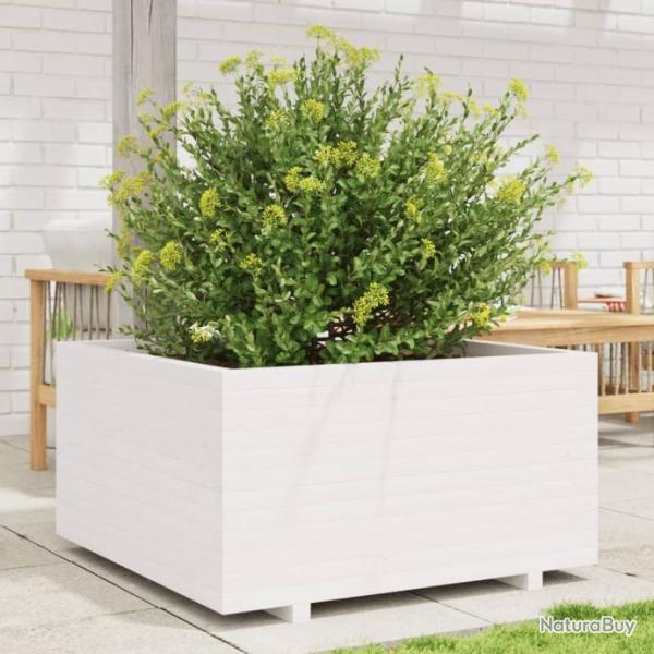 Jardinire blanc 90x90x49,5 cm bois de pin massif