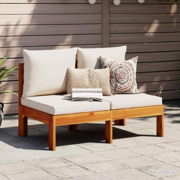 Canap de jardin sans accoudoirs coussins 2 places bois acacia