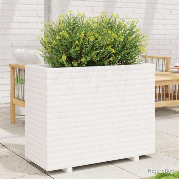 Jardinire blanc 90x40x72,5 cm bois de pin massif