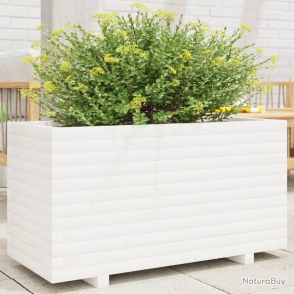 Jardinire blanc 90x40x49,5 cm bois de pin massif