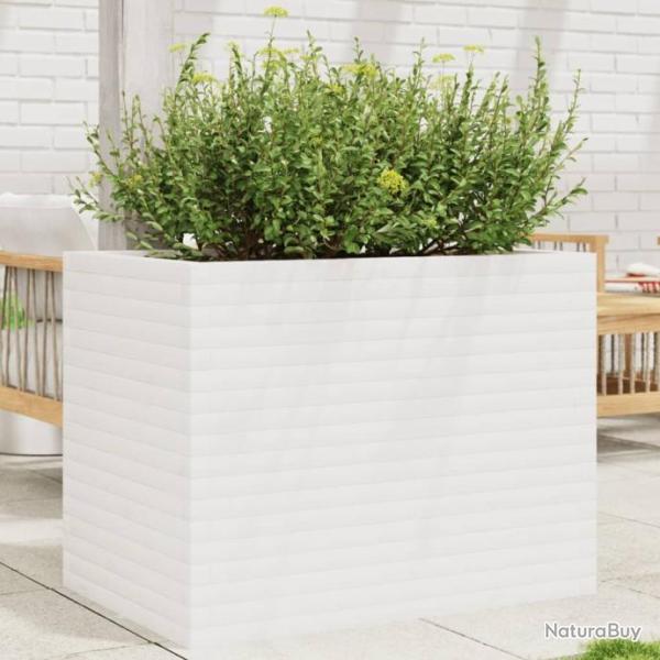 Jardinire blanc 90x60x68,5 cm bois de pin massif