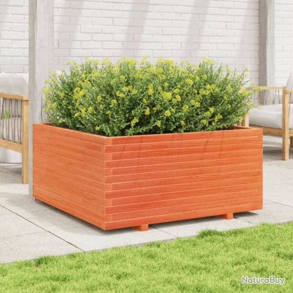 Jardinire cire marron 100x100x49,5 cm bois de pin massif