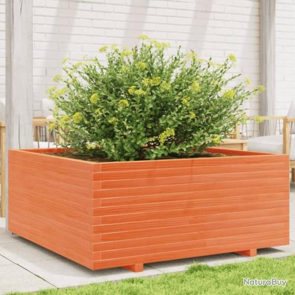 Jardinire cire marron 110x110x49,5 cm bois de pin massif