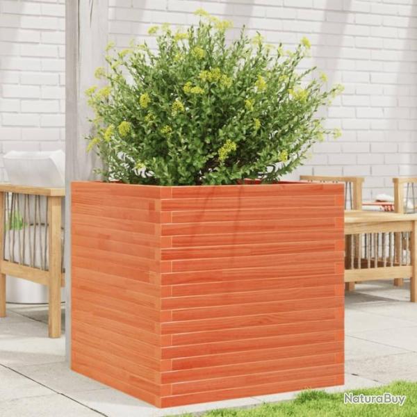 Jardinire cire marron 70x70x68,5 cm bois de pin massif