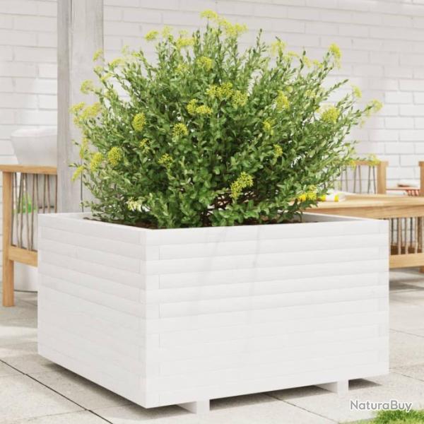 Jardinire blanc 80x80x49,5 cm bois de pin massif