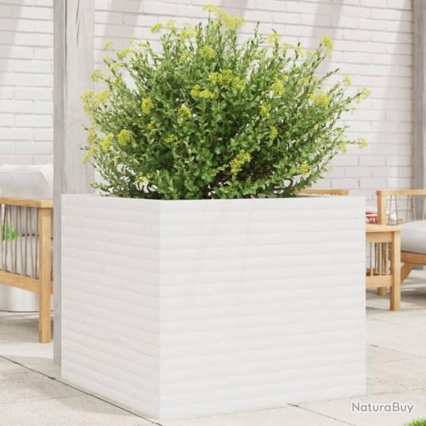 Jardinire blanc 80x80x68,5 cm bois de pin massif