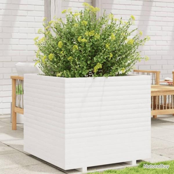 Jardinire blanc 80x80x72 cm bois de pin massif