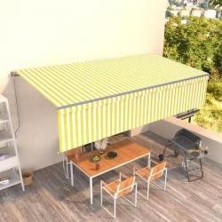 Auvent manuel rétractable avec store 6x3 m Jaune et blanc