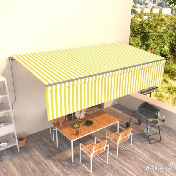 Auvent manuel rtractable avec store 6x3 m Jaune et blanc