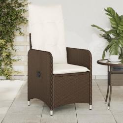 Chaises inclinables de jardin lot de 2 et coussins marron rotin