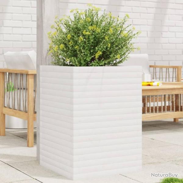 Jardinire blanc 50x50x68,5 cm bois de pin massif