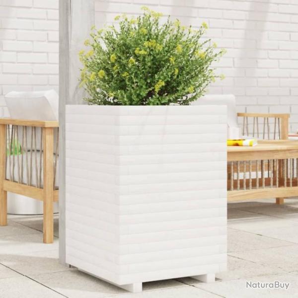 Jardinire blanc 50x50x72 cm bois de pin massif