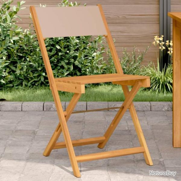 Chaises de bistrot lot de 2 taupe bois d'acacia massif et tissu