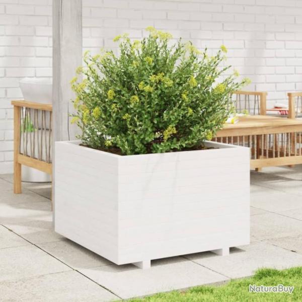 Jardinire blanc 70x70x49,5 cm bois de pin massif