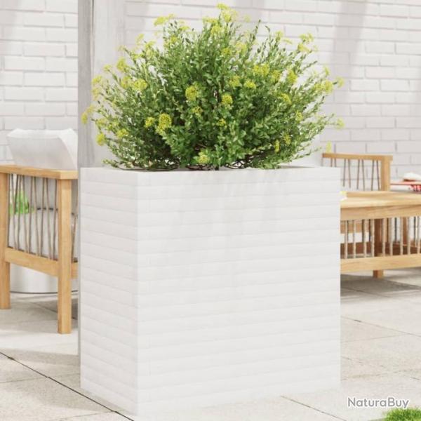 Jardinire blanc 70x40x68,5 cm bois de pin massif