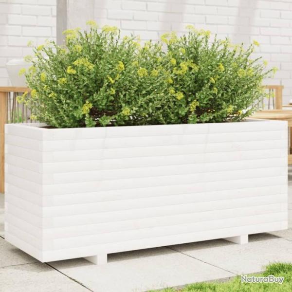 Jardinire blanc 110x40x49,5 cm bois de pin massif