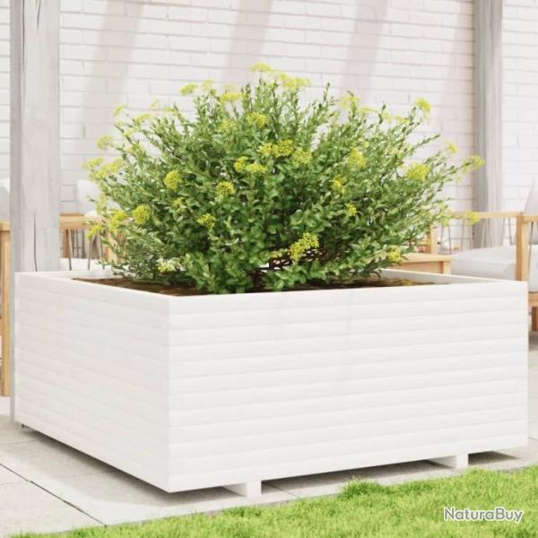 Jardinire blanc 110x110x49,5 cm bois de pin massif