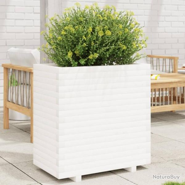 Jardinire blanc 70x40x72,5 cm bois de pin massif