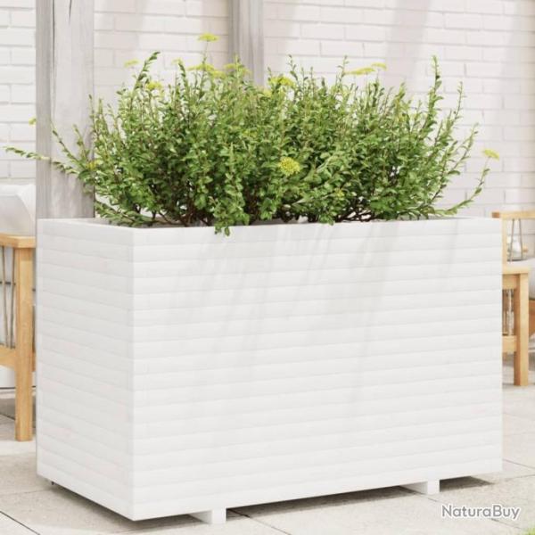 Jardinire blanc 110x60x72 cm bois de pin massif