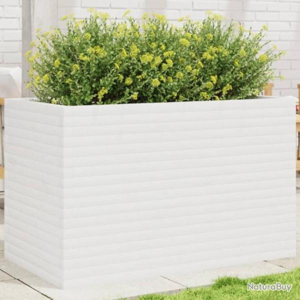 Jardinire blanc 110x60x68,5 cm bois de pin massif