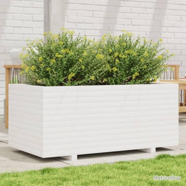 Jardinire blanc 110x60x49,5 cm bois de pin massif