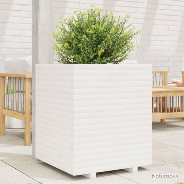 Jardinire blanc 60x60x72 cm bois de pin massif