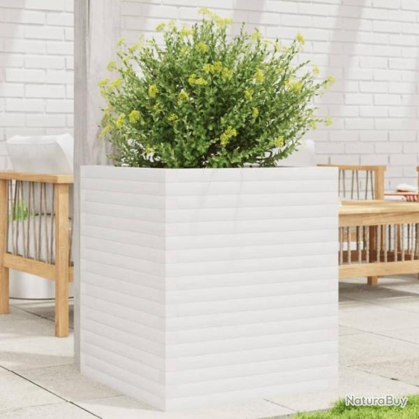 Jardinire blanc 60x60x68,5 cm bois de pin massif