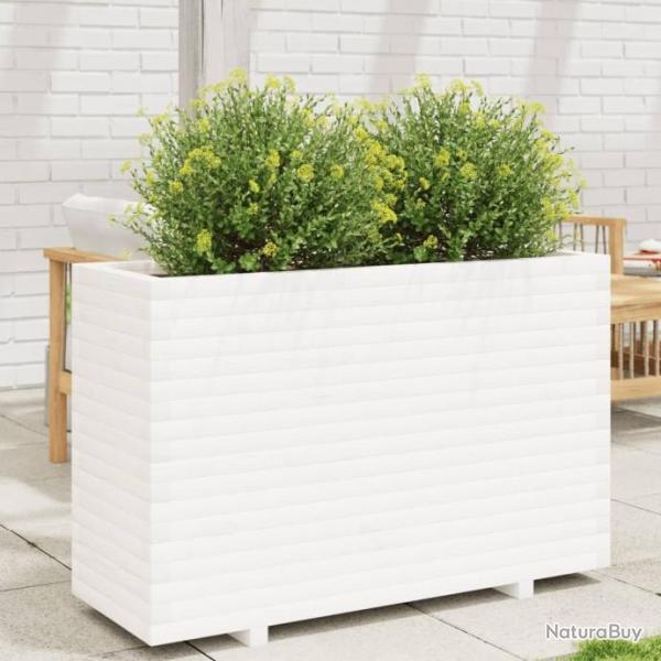 Jardinire blanc 110x40x72,5 cm bois de pin massif