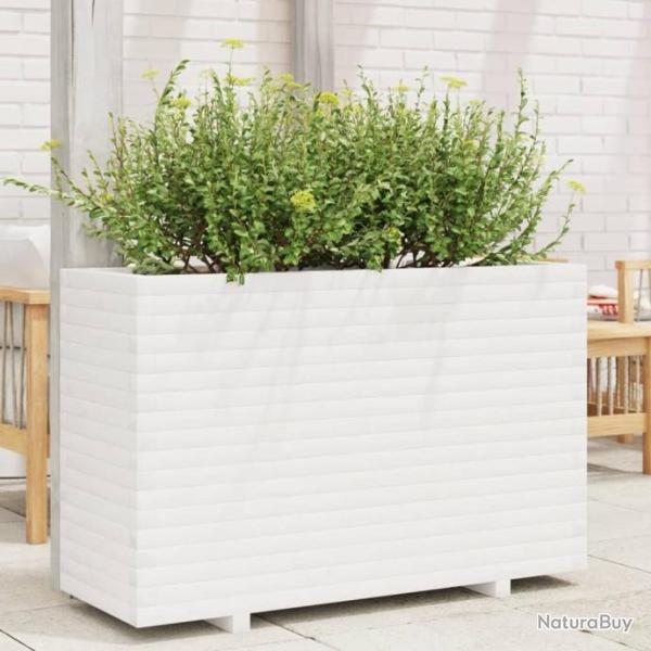 Jardinire blanc 110x40x72 cm bois de pin massif