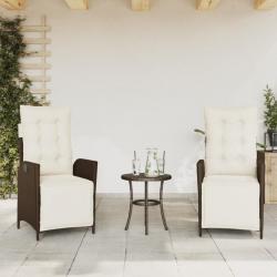 Chaises inclinables de jardin lot de 2 avec repose-pied rotin