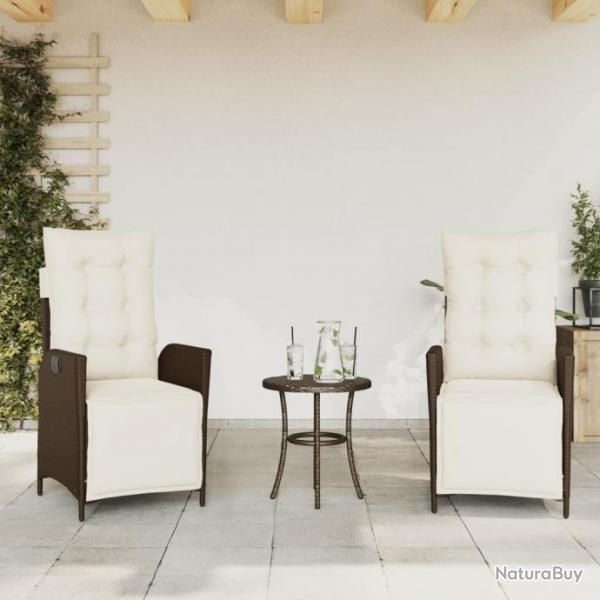 Chaises inclinables de jardin lot de 2 avec repose-pied rotin