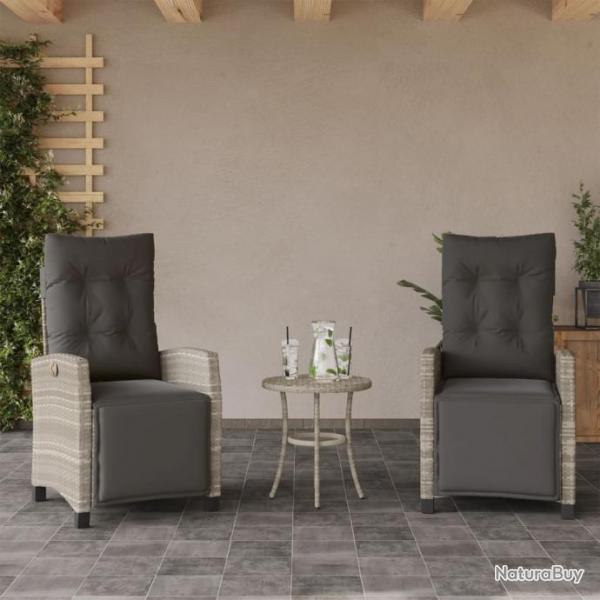 Chaises inclinables de jardin lot de 2 avec repose-pied rotin