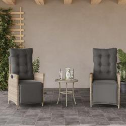 Chaises inclinables de jardin lot de 2 avec repose-pied rotin