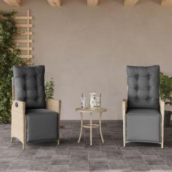 Chaises inclinables de jardin lot de 2 avec repose-pied rotin