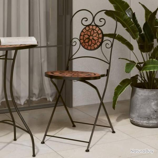 Chaises de bistrot pliables lot de 2 terre cuite cramique