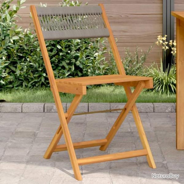 Chaises de bistrot lot de 2 gris bois d'acacia et polypropylne