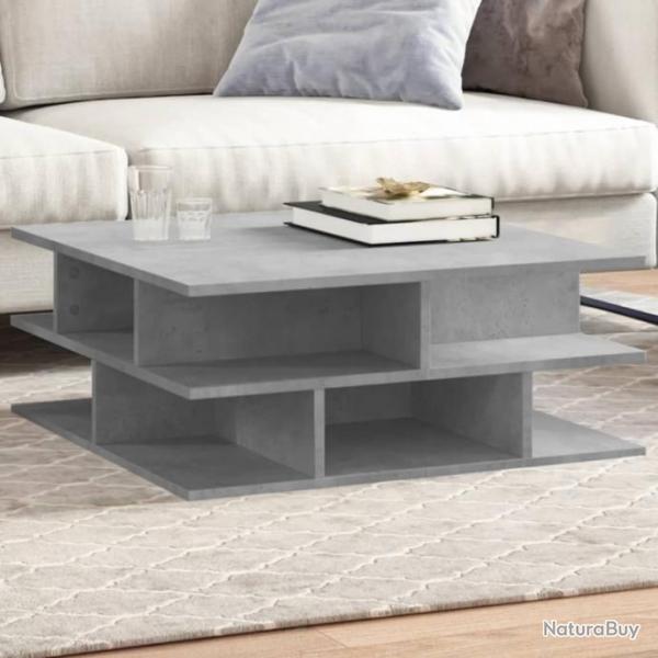 Table basse gris bton 70x70x29 cm bois d'ingnierie