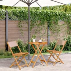 Ensemble de bistro 3 pcs taupe tissu et bois massif