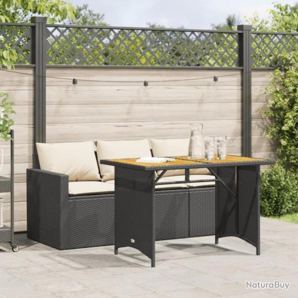 Ensemble  manger de jardin coussins 2pcs noir rsine tresse